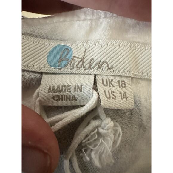 Boden Embroidered Floral White Sleeveless Top Womens 14 Crepe Cottagecore Boho‎ - Picture 5 of 8